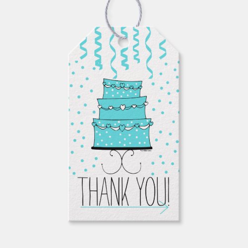 Aqua or Robins Egg Blue Birthday Cake _Thank You Gift Tags