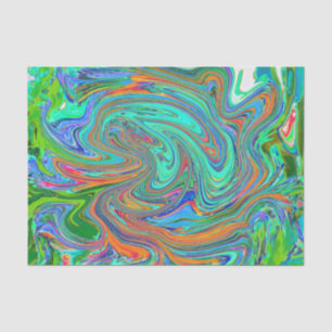 Aqua, Orange and Green Groovy Abstract Retro Art Tissue Paper