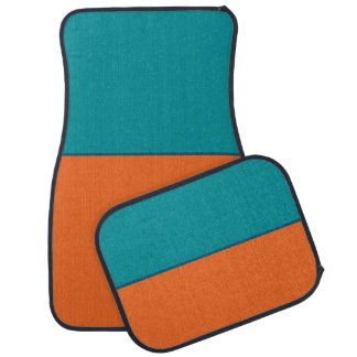 Aqua Orange Blue Three Tone Solid Car Floor Mat