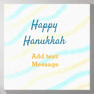 Aqua orange happy Hanukkah add name text message Canvas Photo Tile