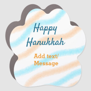 Aqua orange happy Hanukkah add name text message Car Magnet
