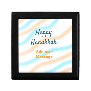 Aqua orange happy Hanukkah add name text message Gift Box