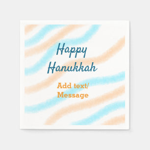 Aqua orange happy Hanukkah add name text message Napkins