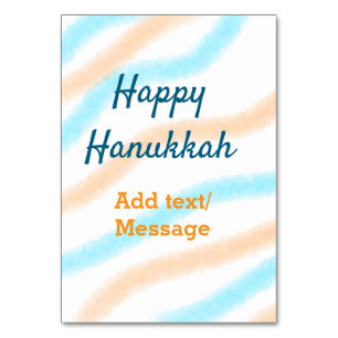 Aqua orange happy Hanukkah add name text message Table Number