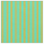 [ Thumbnail: Aqua & Orange Lined Pattern Fabric ]