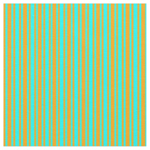Aqua & Orange Lined Pattern Fabric