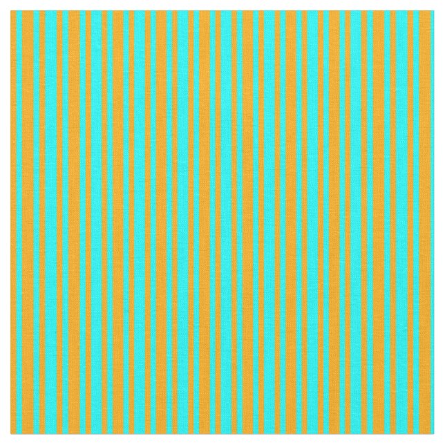Aqua & Orange Lined Pattern Fabric (Close Up)