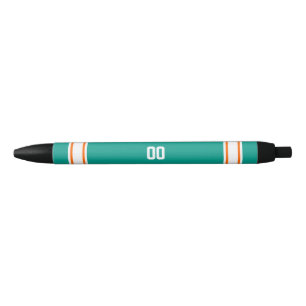 Aqua, Orange & White Football Team Personalized Pen