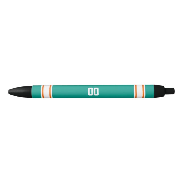 Aqua, Orange & White Football Team Personalized Pen (Front)