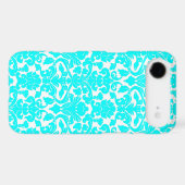 Aqua Ornate Floral Damask Pattern Case-Mate iPhone Case (Back (Horizontal))