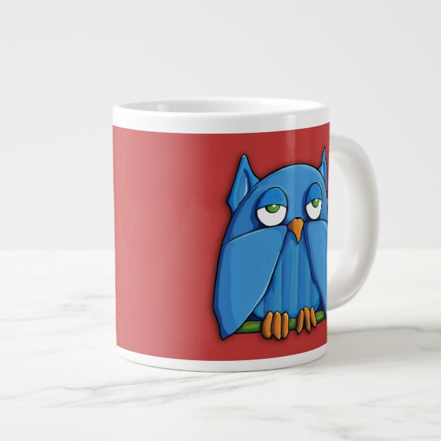 Aqua Owl red Jumbo Mug (Front Right)