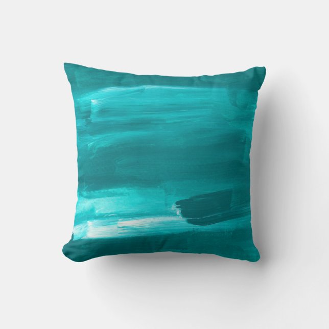 Aqua Paint Stroke  Throw Pillow (Front)