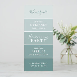 Aqua Paint Swatch Card Housewarming Party Invite