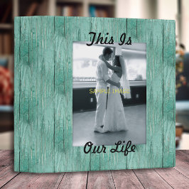 Aqua Painted Faux Wood Family Album Binder