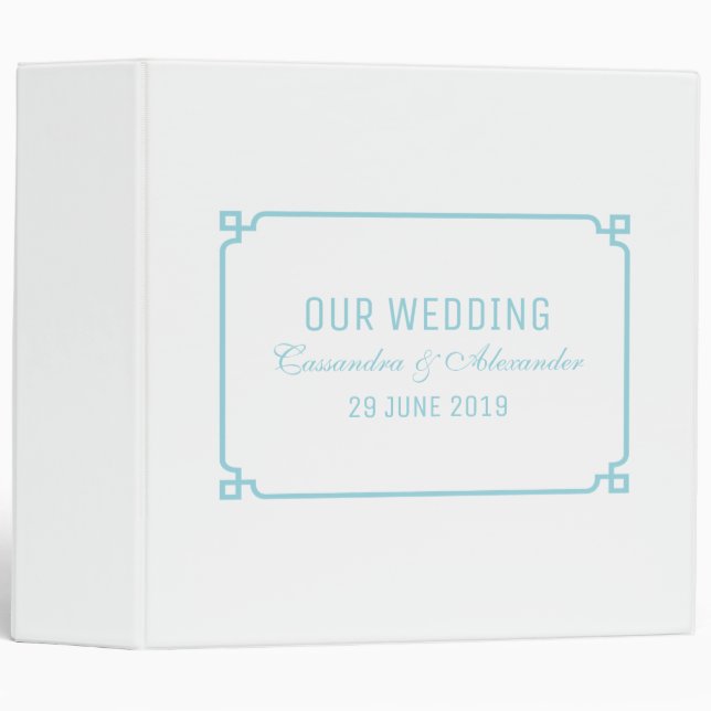 Aqua Paradise Deco Chic Wedding Binder (Front/Spine)