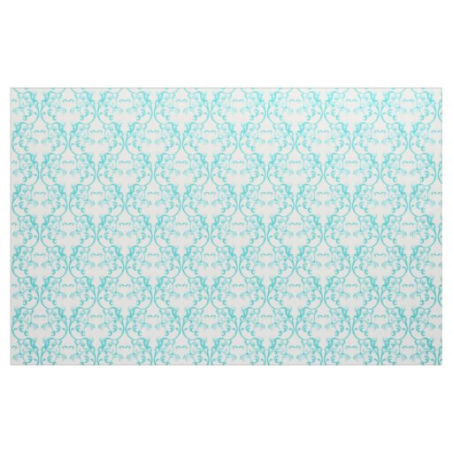 Aqua Parisian Damask Pattern Fabric