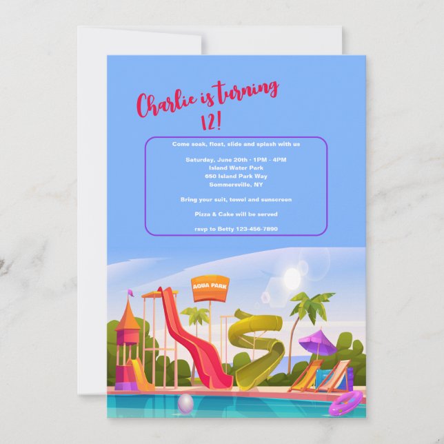 Aqua Park Invitation (Front)
