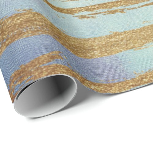 Aqua Pastel Ombre Pink Gold Watercolor lux Wrapping Paper