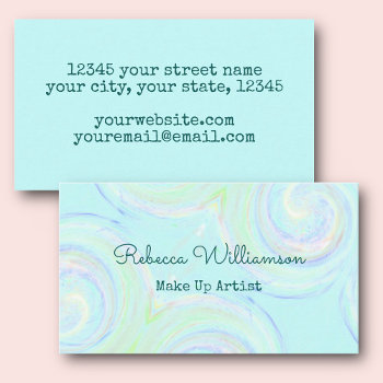 Aqua Pastel Swirl Make Up Artist Business Card by TabbyGun at Zazzle
