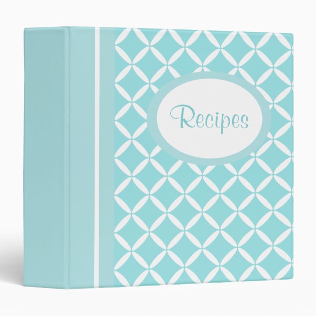 Aqua Pattern Recipe Binder (Front/Spine)