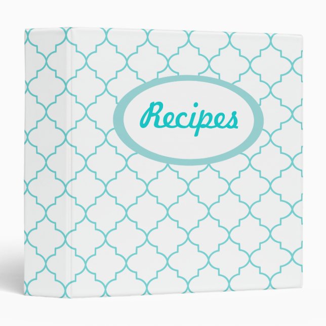 Aqua Pattern Recipe Binder (Front/Spine)
