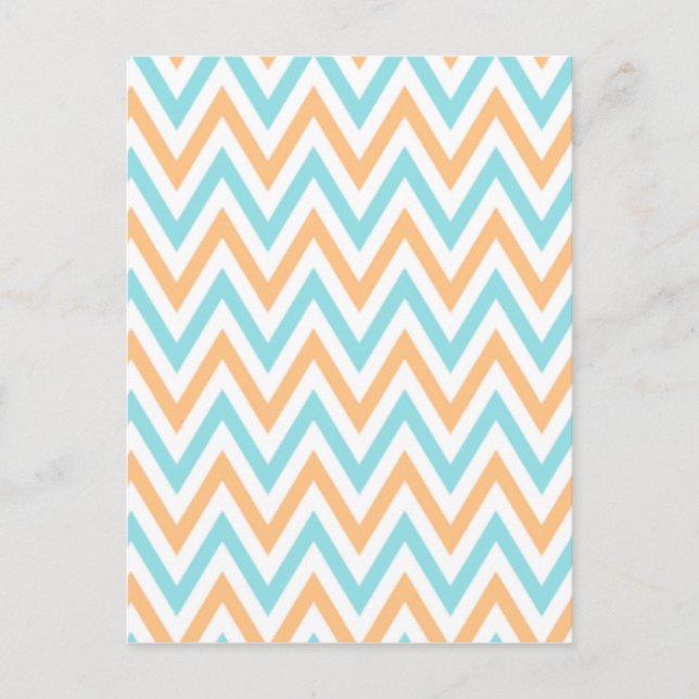 Aqua- peach, Chevron Zigzag Postcard (Front)