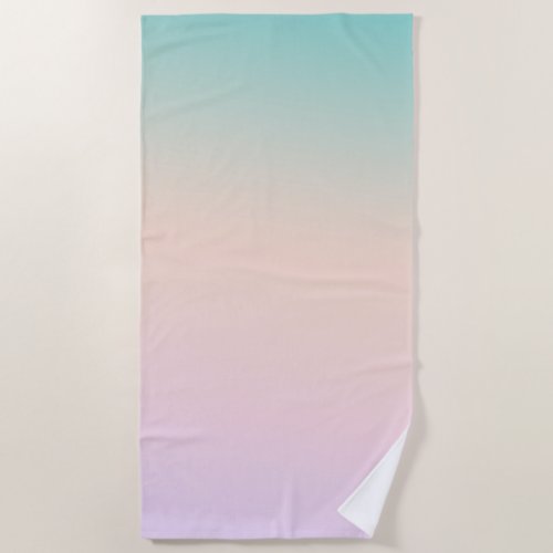 Aqua Peach Purple Pink Tie Dye Ombre Beach Towel