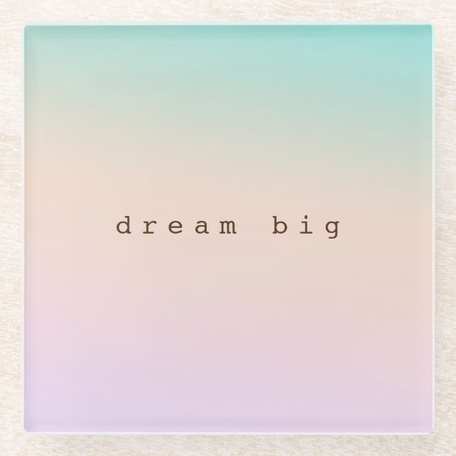 Aqua Peach Purple Pink Tie Dye Ombre personalized Glass Coaster (Front)