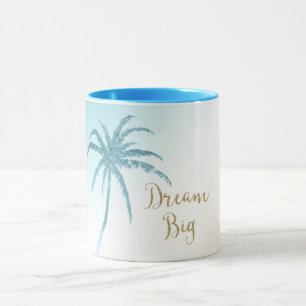 Aqua Peach White Palm Tree Gold Dream Mug