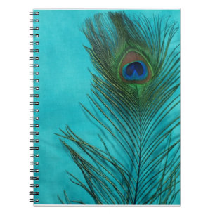 Aqua Peacock Feather Notebook