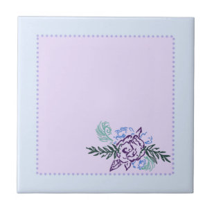 Aqua Peacock Roses Decorative Ceramic Tile