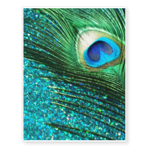 Aqua Peacock Temporary Tattoos