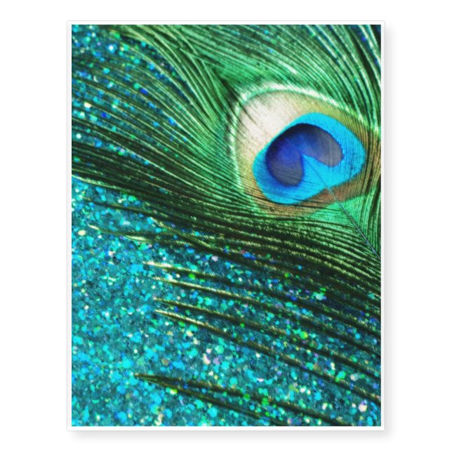 Aqua Peacock Temporary Tattoos (Front)