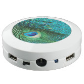 Aqua Peacock USB Charging Station (Angled Back)