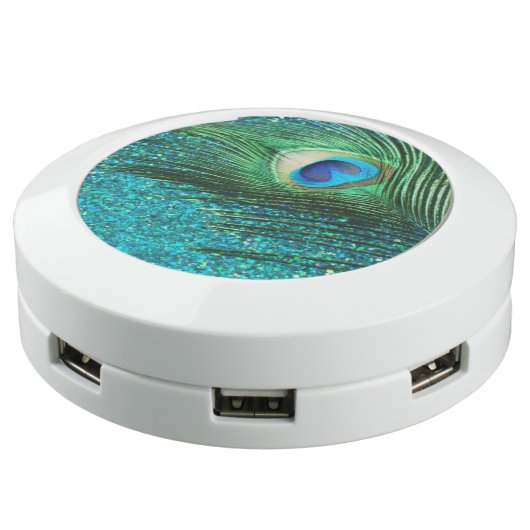 Aqua Peacock USB Charging Station (Angled)