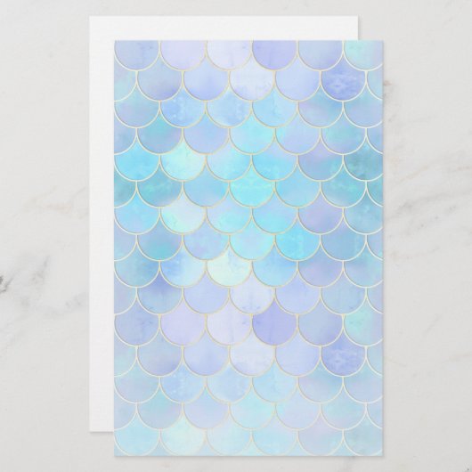Aqua Pearlescent & Gold Mermaid Scale Pattern (Front/Back)