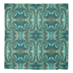 Aqua Pearlescent & Gold Mermaid Scale Pattern Duvet Cover