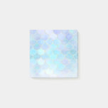 Aqua Pearlescent &amp; Gold Mermaid Scale Pattern Post-it Notes