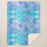 Aqua Pearlescent & Gold Mermaid Scale Pattern Table Runner by tanyadraws