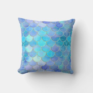 Aqua Pearlescent & Gold Mermaid Scale Pattern