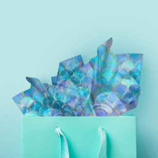 Aqua Pearlescent & Gold Mermaid Scale Pattern