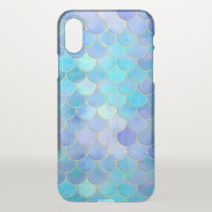 Aqua Pearlescent & Gold Mermaid Scale Pattern iPhone X Case