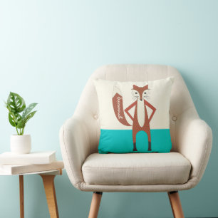 Aqua Personalized Stylized Fox Pillow