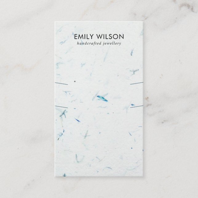 AQUA PETAL HANDMADE PAPER LONG NECKLACE DISPLAY BUSINESS CARD (Front)