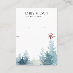 AQUA PINE TREE FOREST NECKLACE EARRING DISPLAY BUSINESS CARD