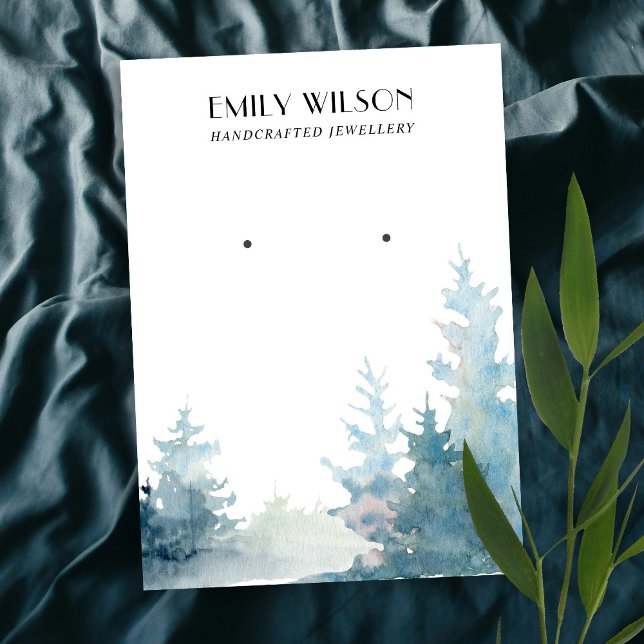 AQUA PINE TREE WINTER FOREST STUD EARRING DISPLAY BUSINESS CARD (Creator Uploaded)