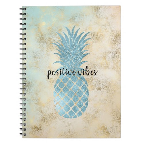 Aqua Pineapple Gold Grunge Notebook
