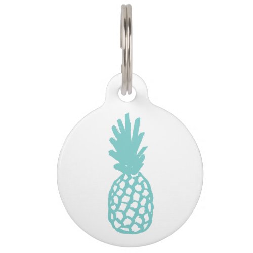 Aqua Pineapple Pet ID Tag