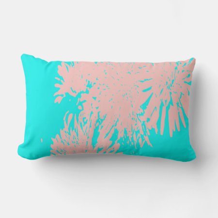 Aqua Pink  Absract Flower Abstract Throw Pillow