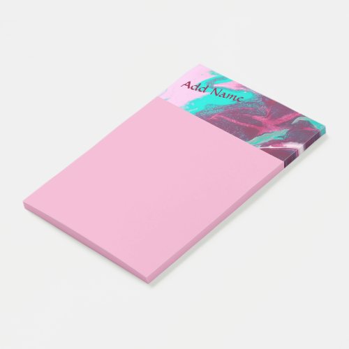 Aqua Pink Abstract Personalized Post it Notes 4x6